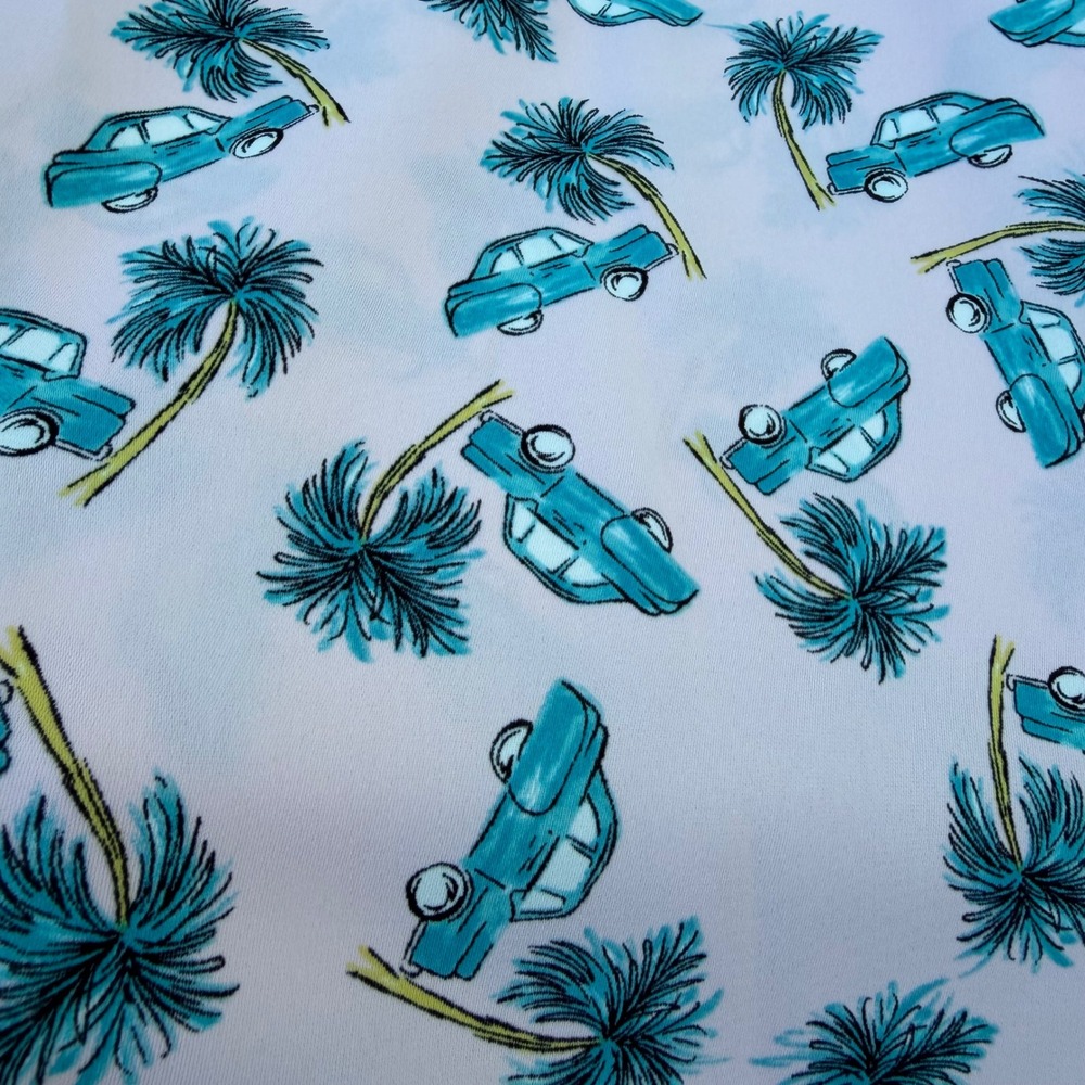 Lucy & Laurel Pink Palm Tree Vintage Car Print Sleeveless Shift Dress Womens M - Picture 6 of 7